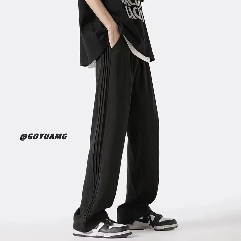 2025 Spring and Summer American Straight Loose Yellow Versatile Trendy Men's Pants Wide Feet Casual