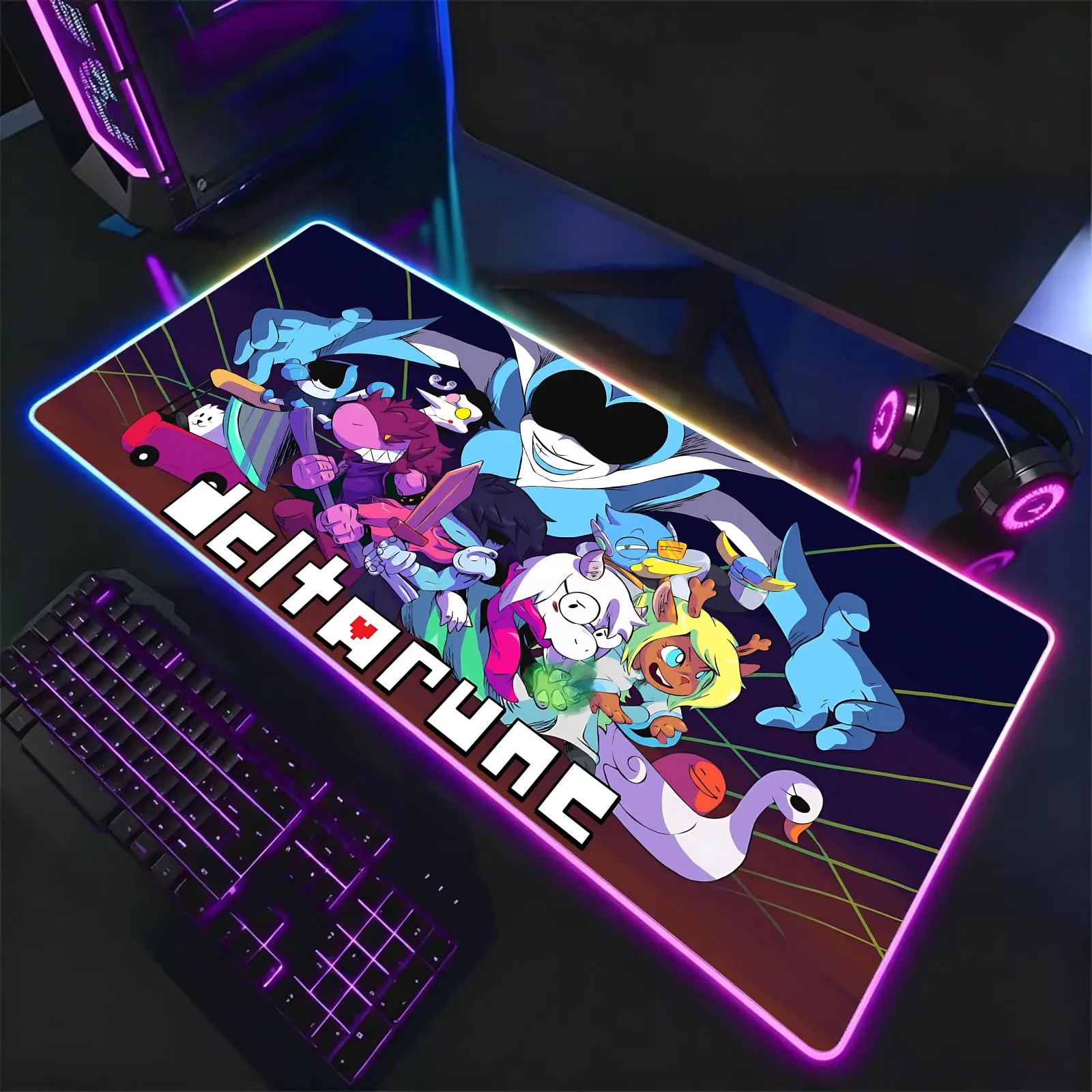 Deltarune  Mouse Pad RGB Color Changing Gaming Mouse Pad, Stitched Edges, XXL Large Keyboard Desk Mat