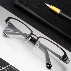 New 2022 Men Half Rimless Pure Titanium Man Business High Quality Luxury Male Optical Eyeglasses Frame for Men Eyewear Recipe