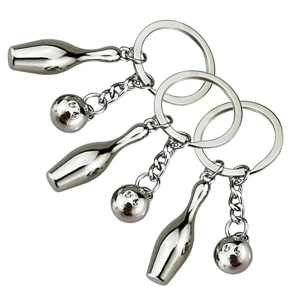 

3 Pcs Bowling Keychain Shape Keychains Adorable Pendants Simulated Mini Decorative Rings