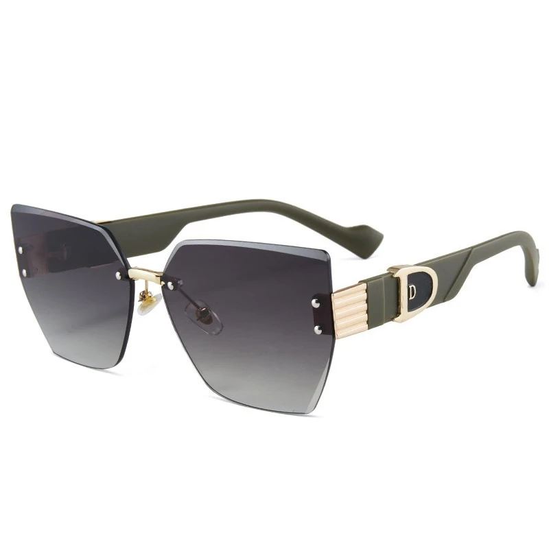 

European and American Brand Sunglasses Frameless Cut Edge Sunglasses Retro Large Frame Men's and Women's Glasses