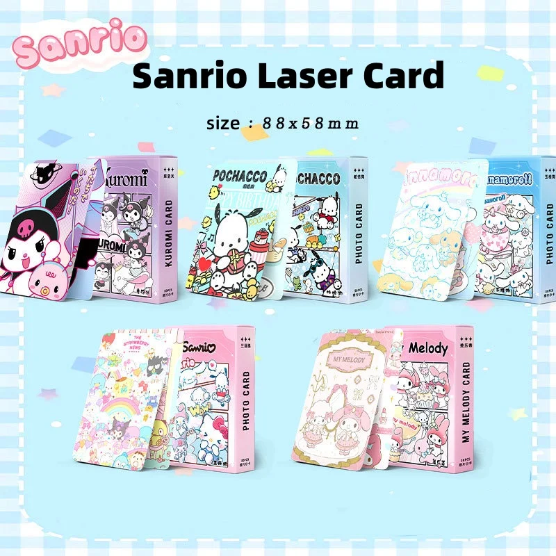 Cute Sanrio Cards Hello Kitty Anime Perfect for Gift Photo Cards Kuromi Melody Card Collection For Kids Girls Birthday Gift Toys