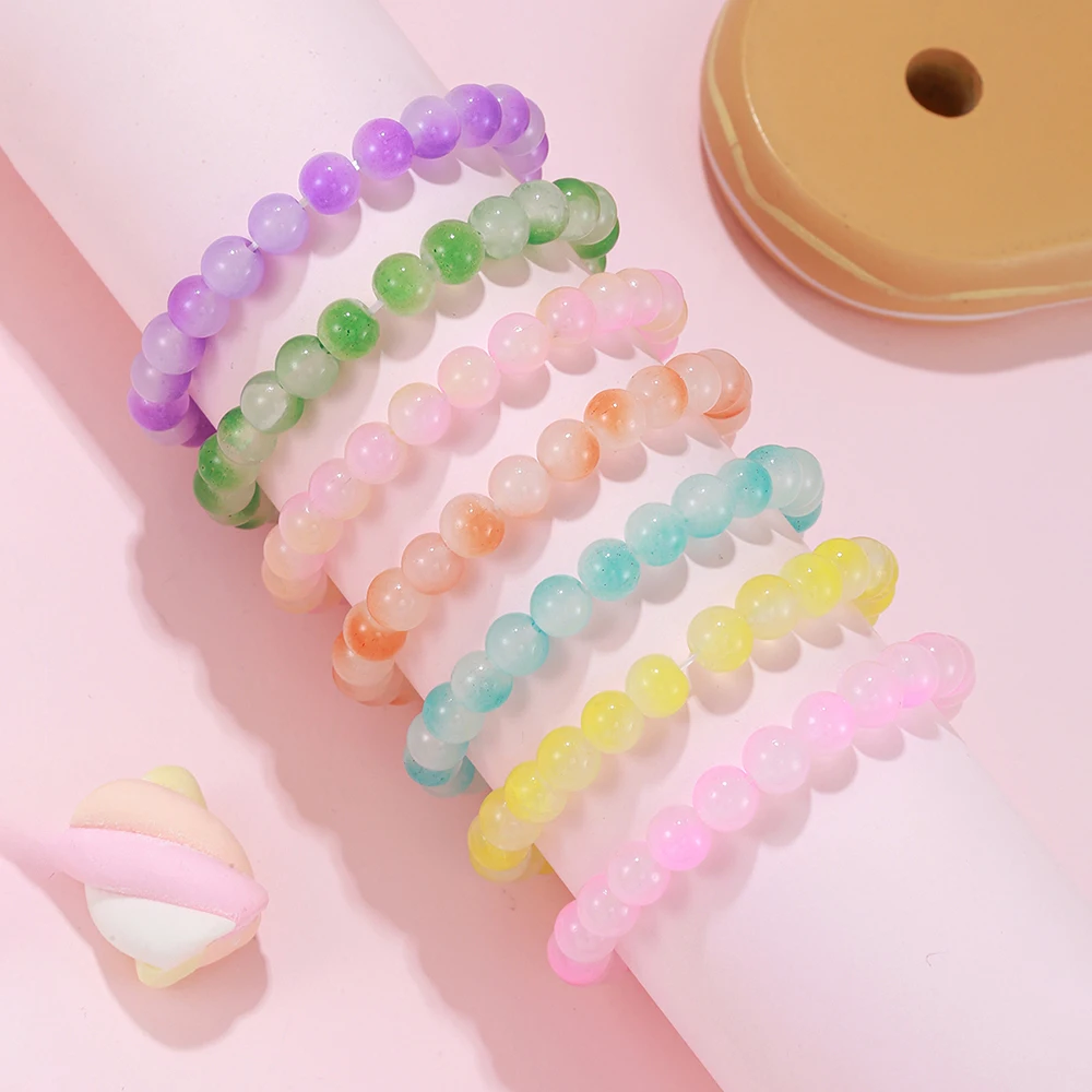 7Pcs/set Handmade Colorful Glass Beaded Bracelet for Sisters Girls Friendship Party Birthday Jewelry Gift