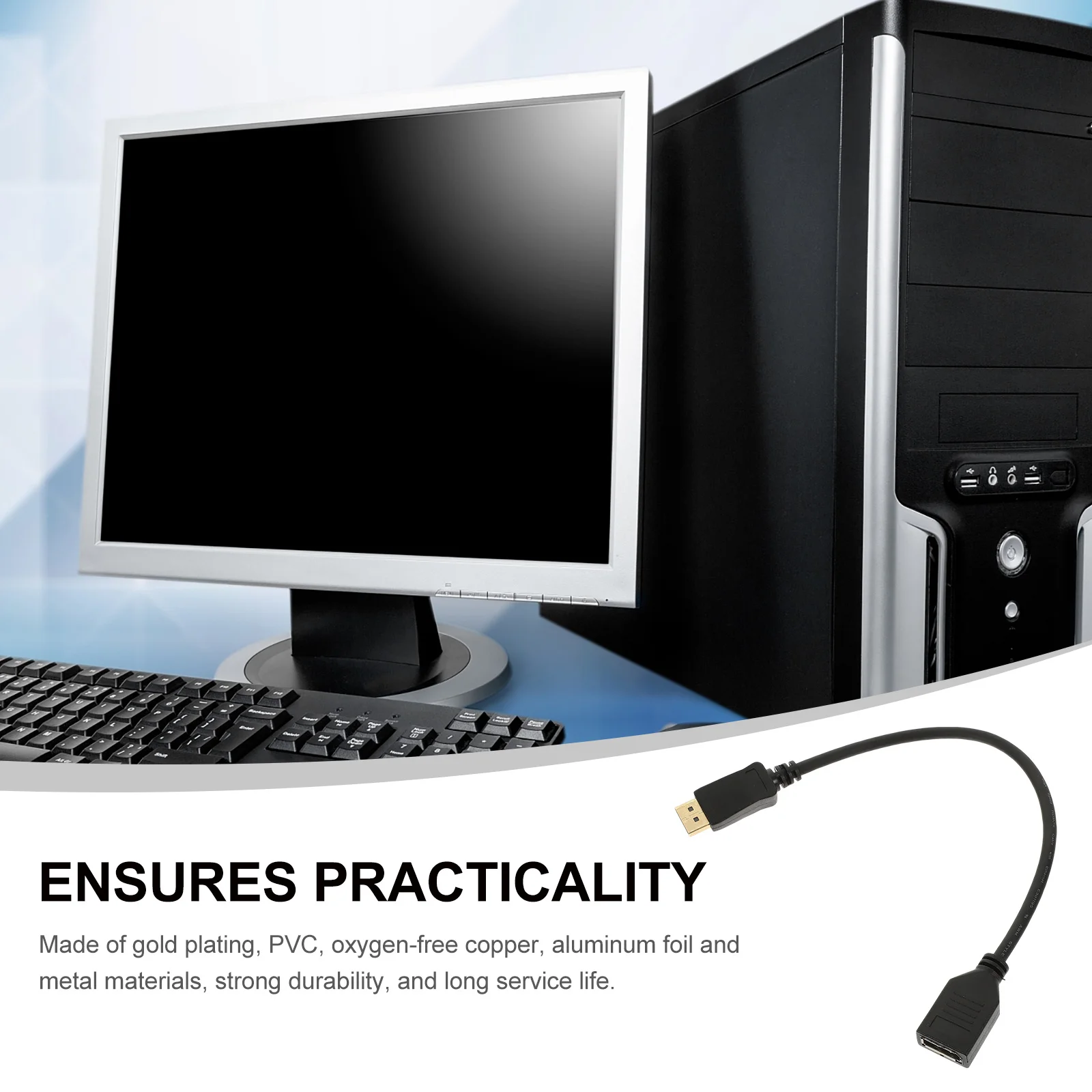 

Display Port Adapter 1.2 Male to Female Cable 4K Extension Cable Stable Transmission Video Accessory for Monitor Pc Laptop GPU