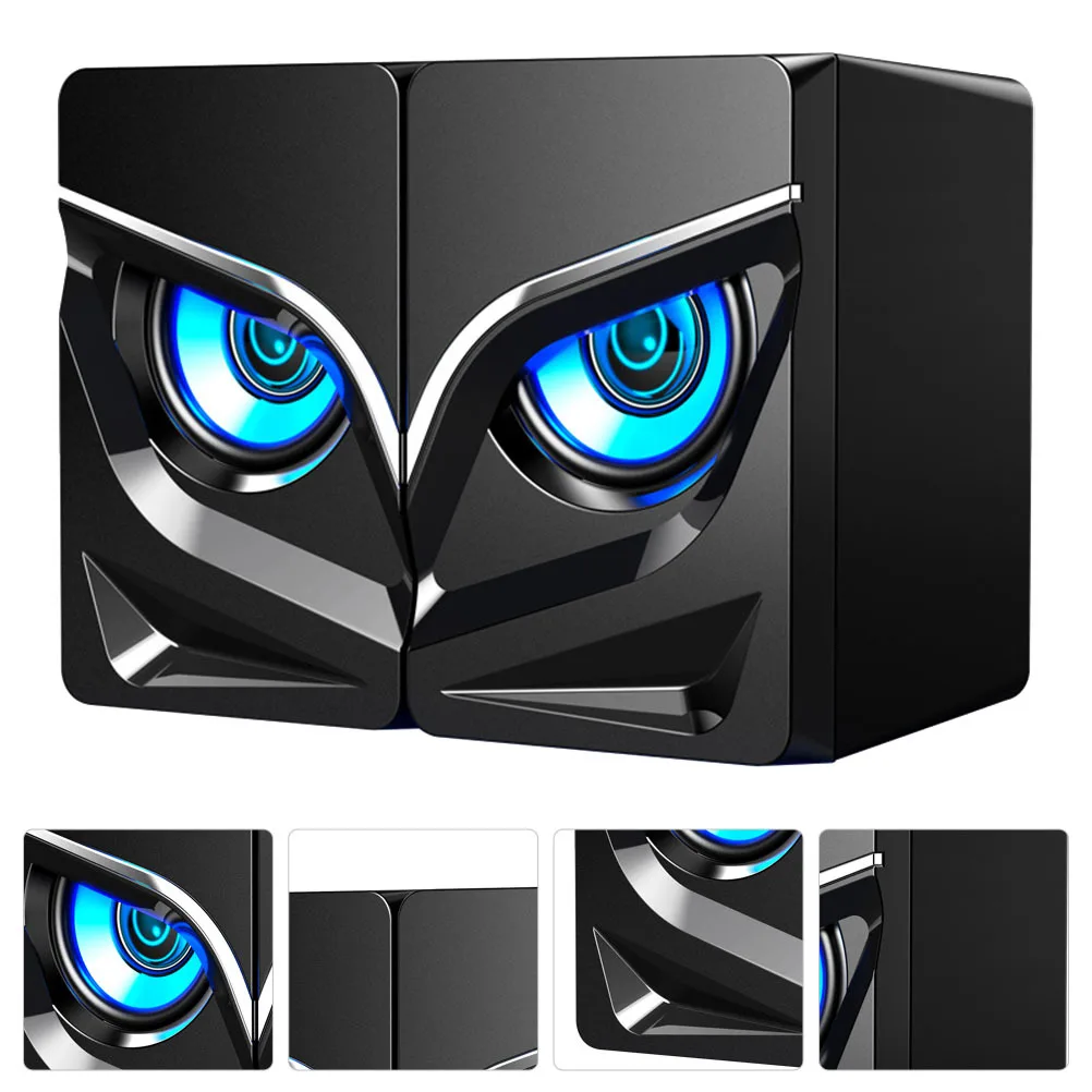 

2Pcs USB Wired Computer Speakers Colorful Lighting Effect Durable Desktop Computer Soundbar Clear Tone Quality