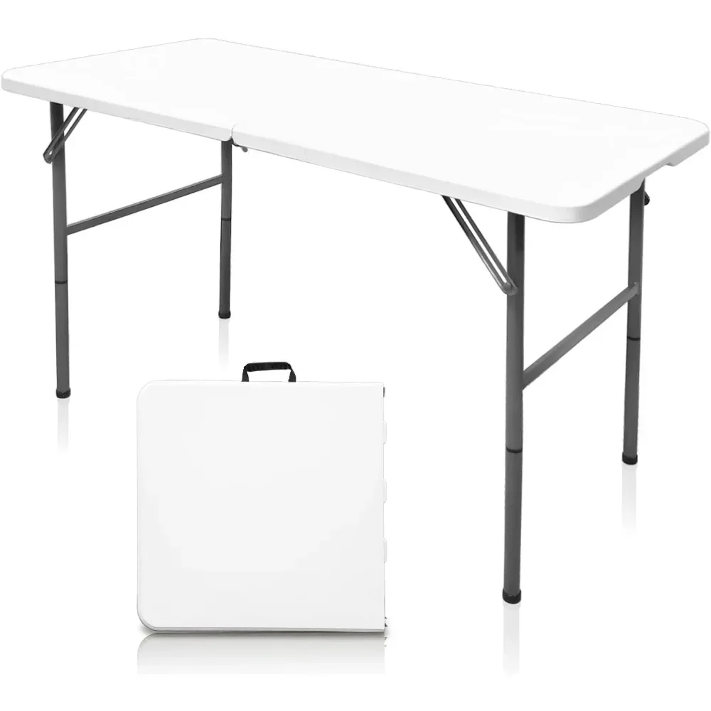 

Table,4ft Indoor Outdoor Heavy Duty Portable Folding Square Plastic Dining Table w/Handle, Lock for Picnic, Party, Camping