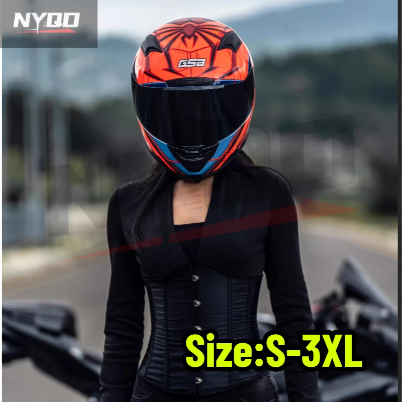

GSB Motorcycle Full Helmet Male Large Tail Retro Cruise Motorcycle Helmet Motorcycle Helmet Full Coverage To Keep Warm