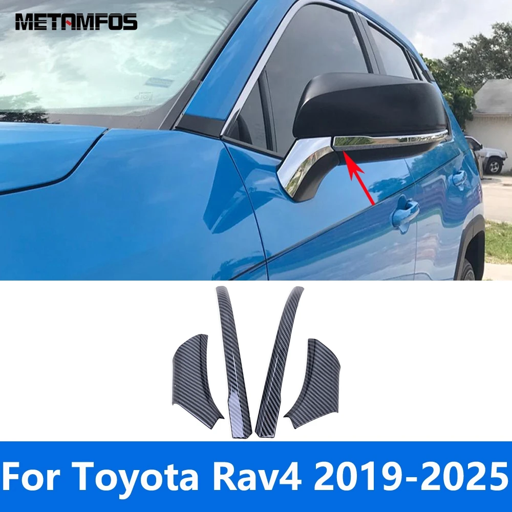 

For Toyota Rav4 Rav 4 2019-2024 2025 Carbon Fiber Rearview Side View Mirror Strip Molding Trim Sticker Accessories Car Styling