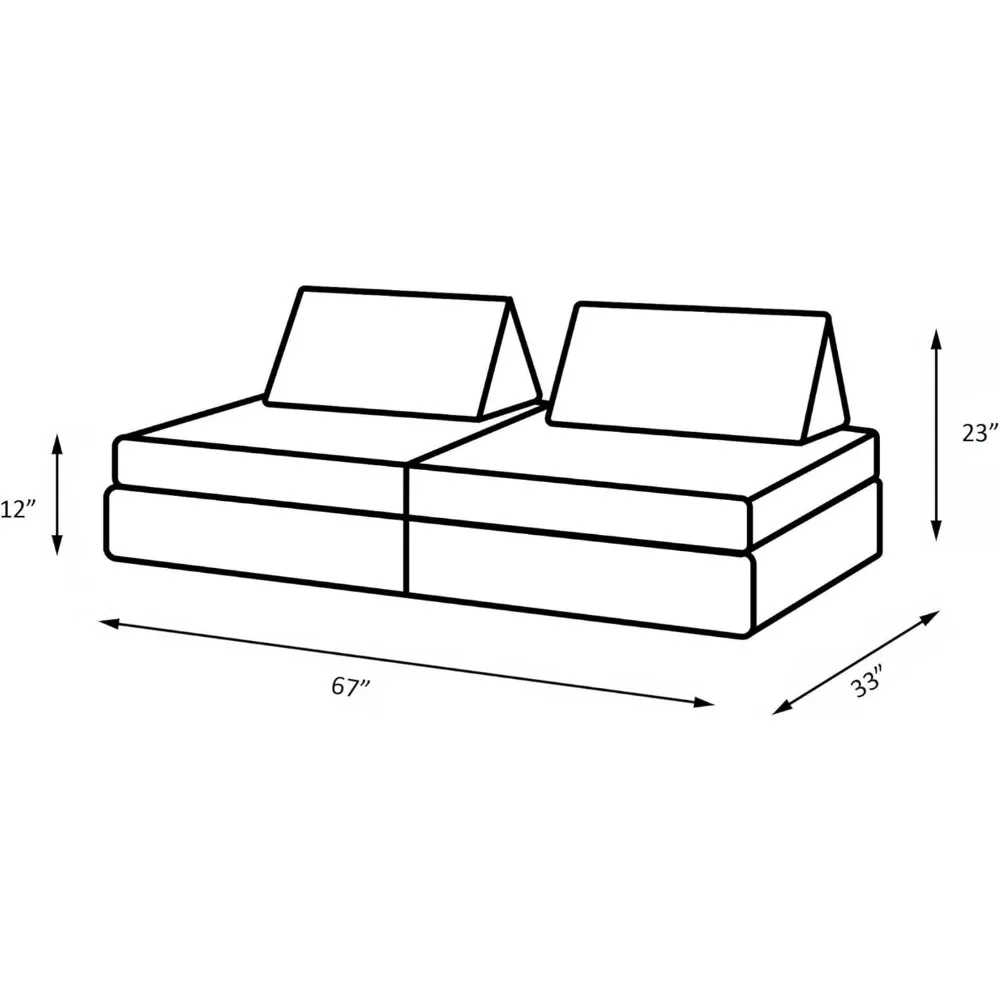 Kids Play Couch, Endless Configurations, Includes 4 Modular Pieces: The Base, The Cushion, 2 X Support Pillows, Kids Couch Sofas