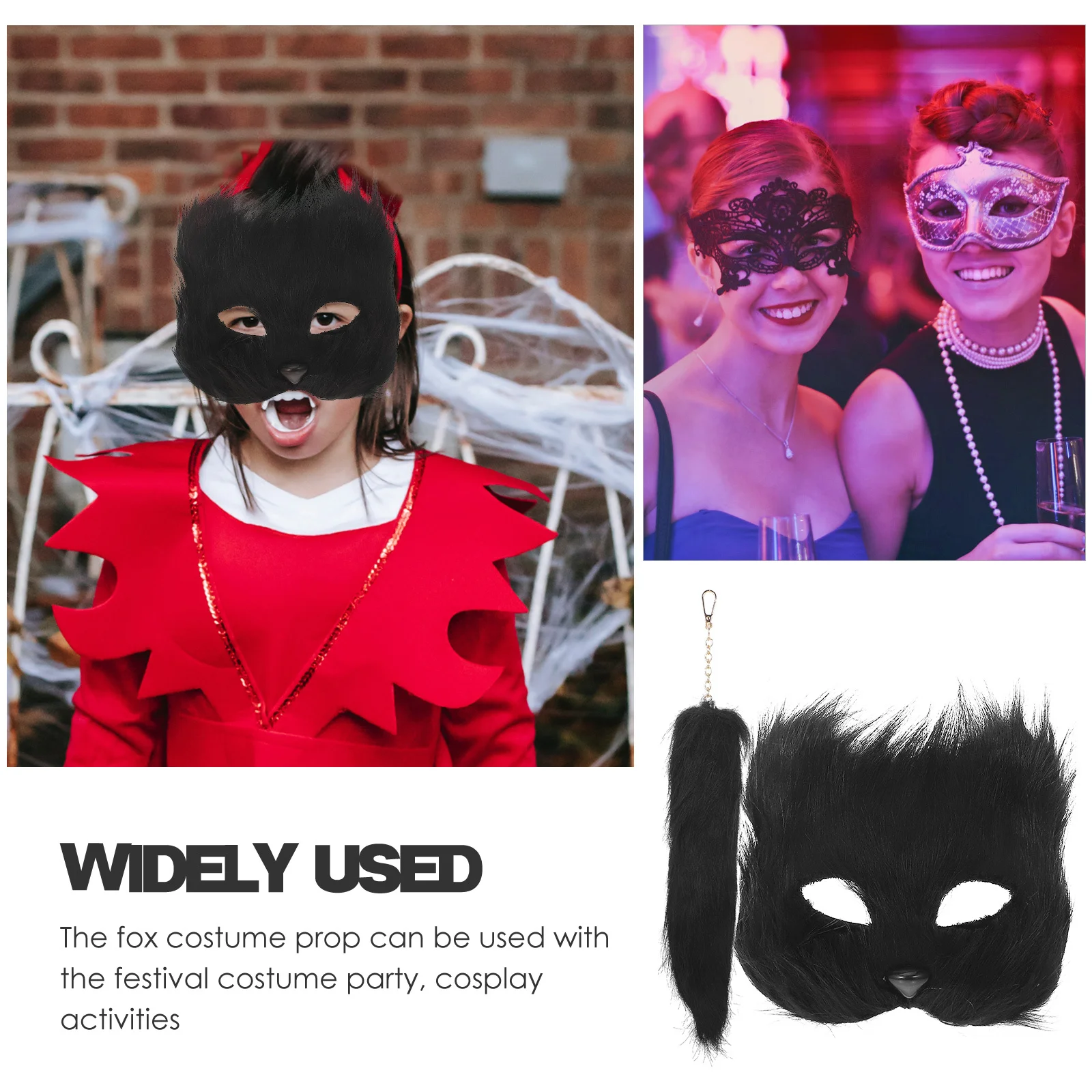 

1Set Fox Mask Tail Costume Prop Halloween Animal Mask Party Cosplay Accessory Festival Celebration Cosplay Costume