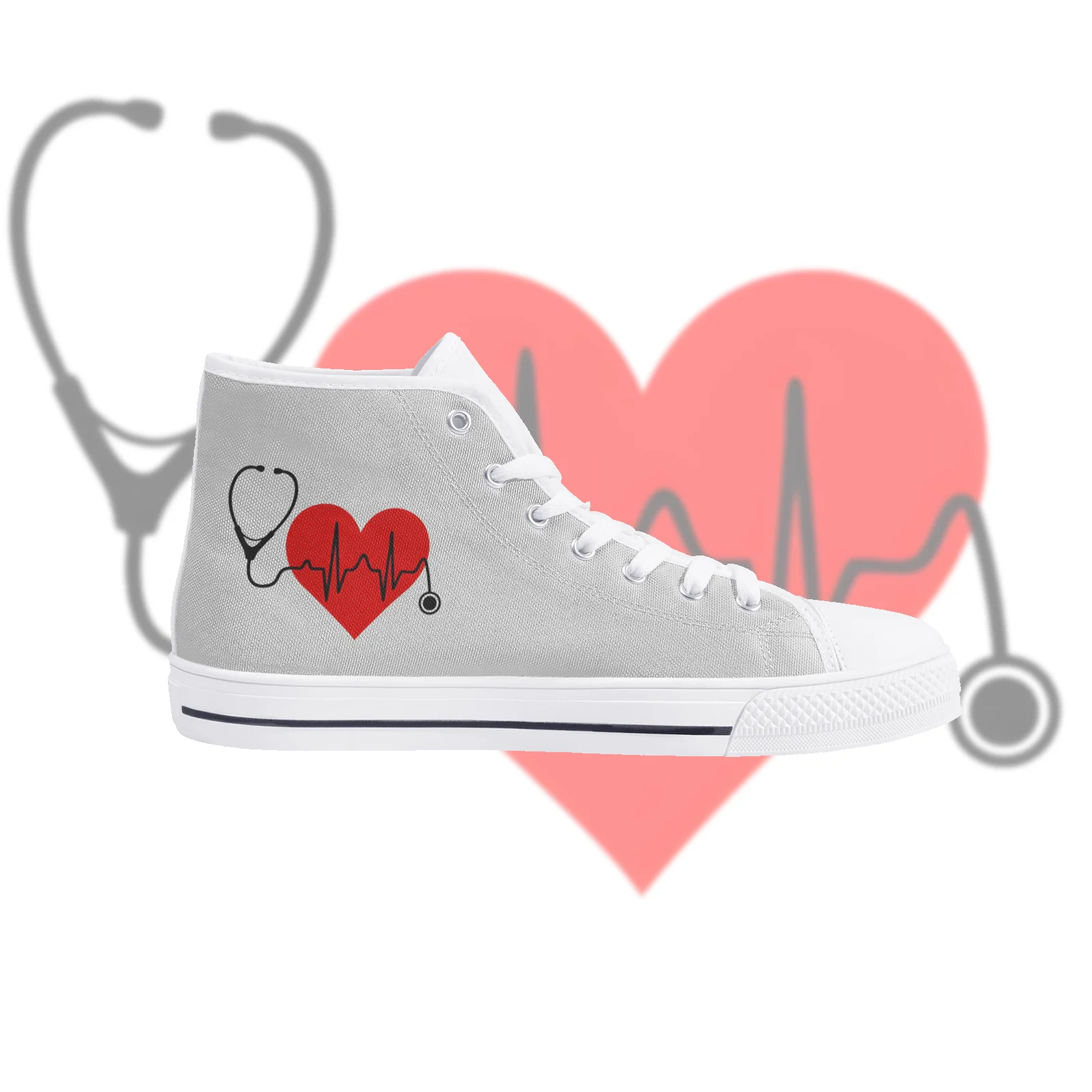 

Heart Beats Women's Vulcanized Shoes Men's Classic High Top Canvas Shoes Flats Walking Sneakers High Quality Footwears