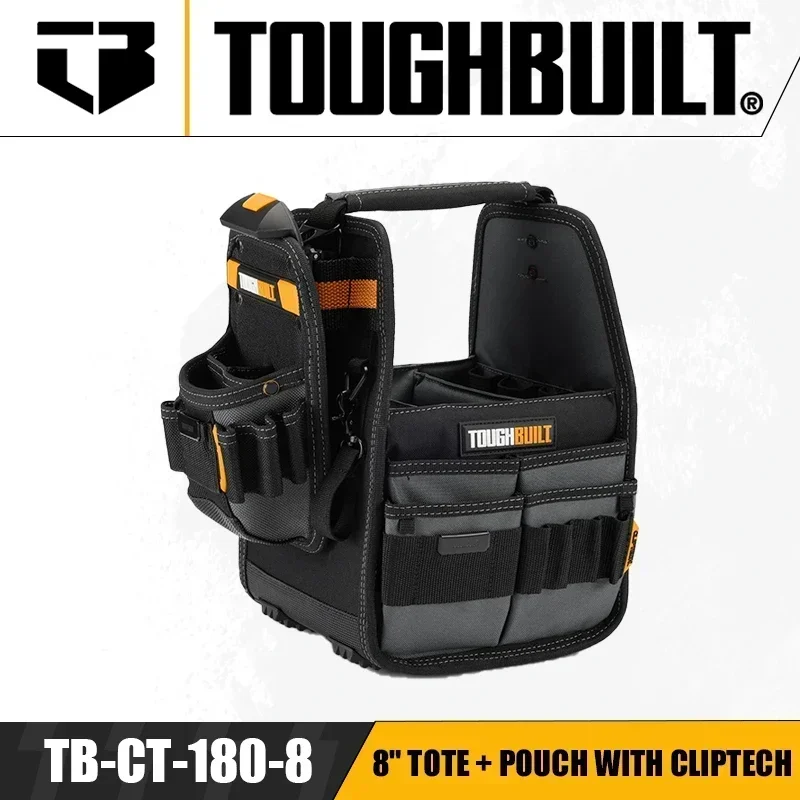 toughbuilt-tb-ct-180-8-8-tote-pouch-with-cliptech-thickened-wear-resistant-storage-bag-tool-accessories