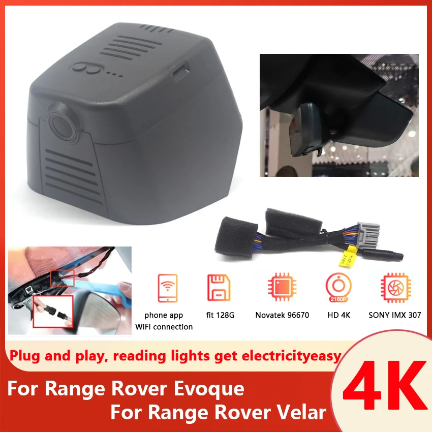 

New!Car DVR Wifi Video Recorder Dash Cam Camera For Range Rover Evoque For Range Rover Velar 2020 2021 2022 2023 2024 4K DashCam