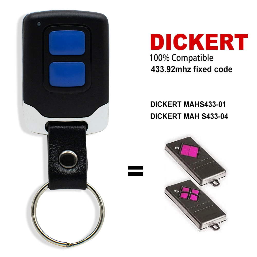 For DICKERT MAHS433-01 MAHS433-04 Garage Door Command Transmitter Compatible DICKERT 433.92mhz Fixed Code Gate Remote Control