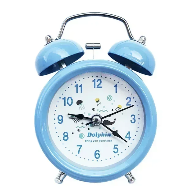 Retro Loud Alarm Clock Double Bell Mechanical Key Wound Silent Pointer Alarm Clock Night Light Clocks Home Decor  wall clock