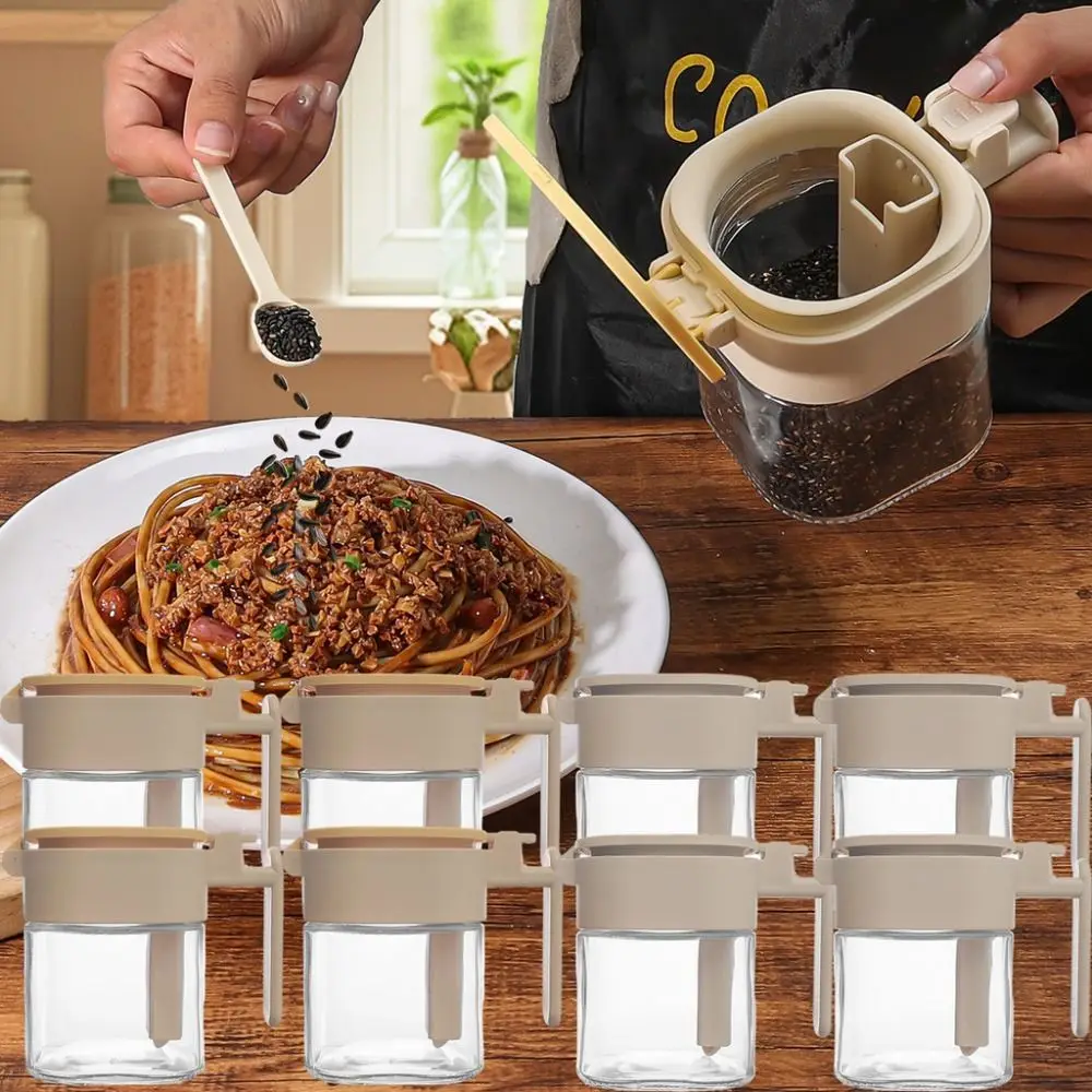 

Two In One Spice Box Quantitative Moisture-Proof Spice Storage Utensil Large Capacity with Spoon Spice Jar Storage Box