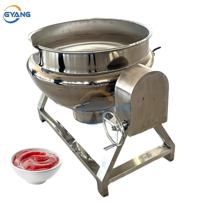 Hot Selling Automatic Self Stirring Cooking Pot Sauce Jam Steam Gas Heating Jacketed Kettle With Mixer