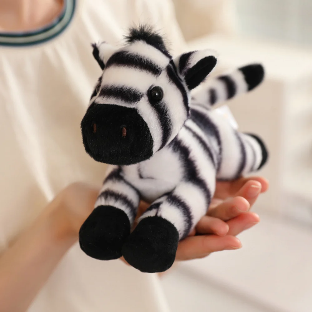

20CM Kawaii Realistic Animal Dolls Zebra Sika Deer Lion Plush Toys Children's Birthday Gift High Quality Companion Gifts