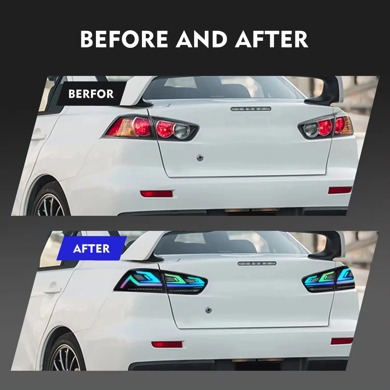 DK الحركة مصباح ليد خلفي لميتسوبيشي الجناح الله 2008-2018 الضوء الخلفي مجموعة تعديل LED الضوء الخلفي RGB تعديل الجمعية