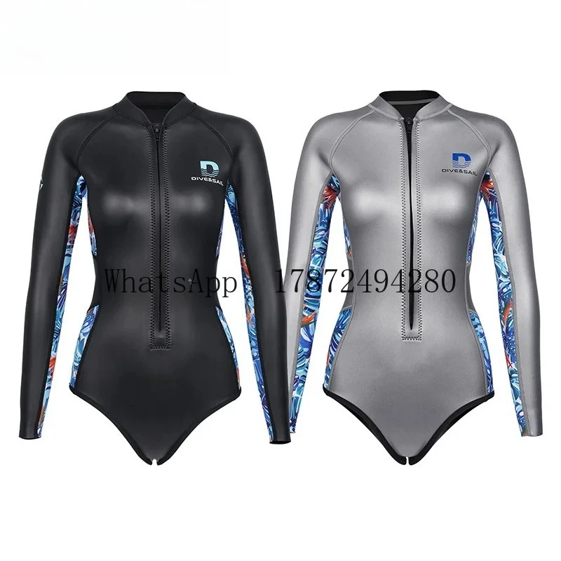 2mm Yamamoto Neoprene Super Stretchy Long Sleeves Front Zipper Glide     Women Freediving Wetsuit