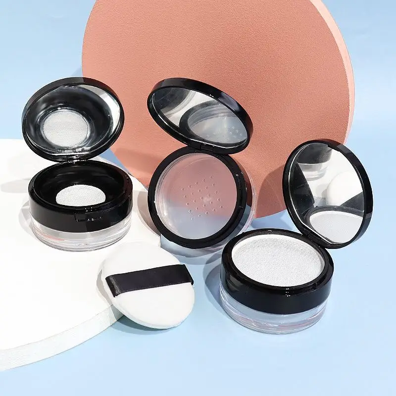 Draagbare lege luchtkussen bladerdeegdoos met poederdonsspiegel Grote of kleine elastische mesh make-up case container voor losse poeder