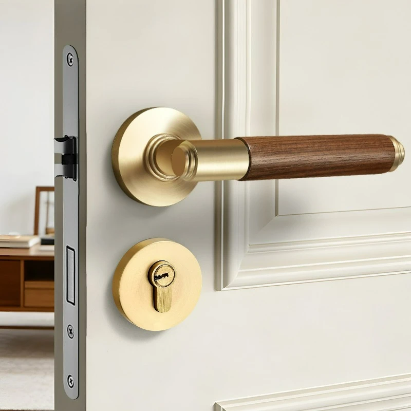Chinese Retro Walnut Bedroom Door Lock, Wooden Style Universal Office Silent/magnetic Split Lock