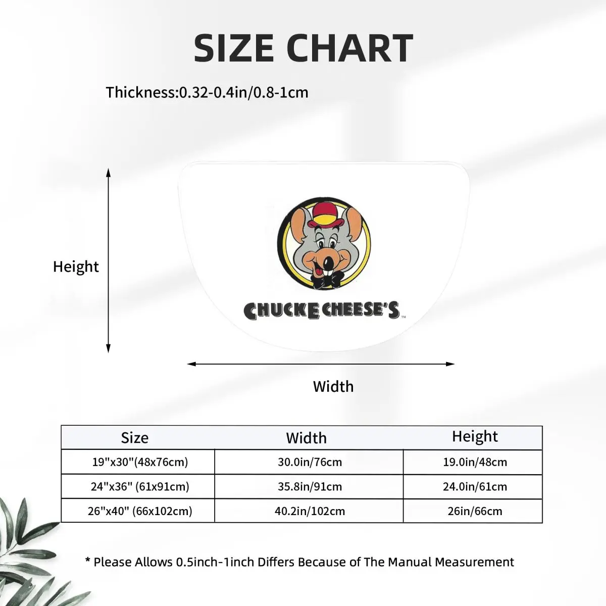 Chuck E Cheeses Pizza Time Theater Soft Flannel Half Round Doormat Non Slip Bathroom Mat Absorbent Floor Carpet for Living Room