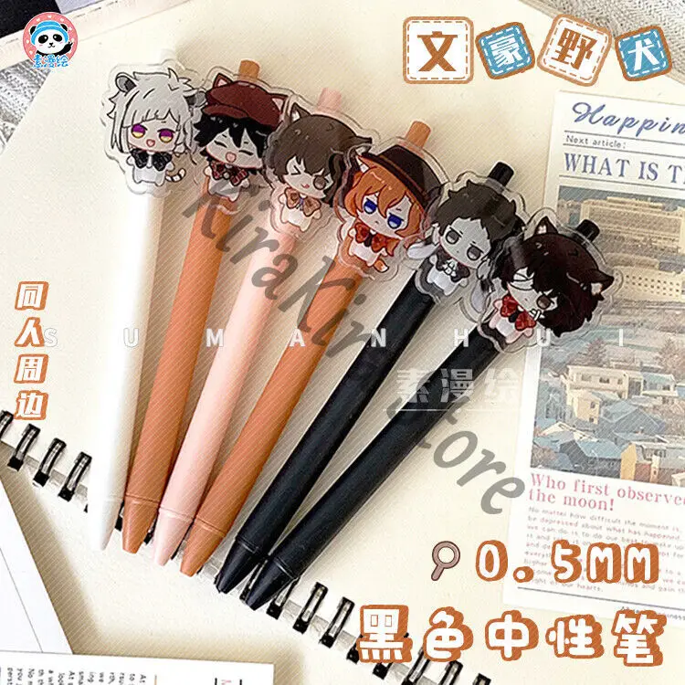 Bungo Stray Dogs Cosplay Gel Pen Dazai Osamu Black Neutral Roller Ball Pens Stationery Nakahara Chuya Cartoon School Supplies