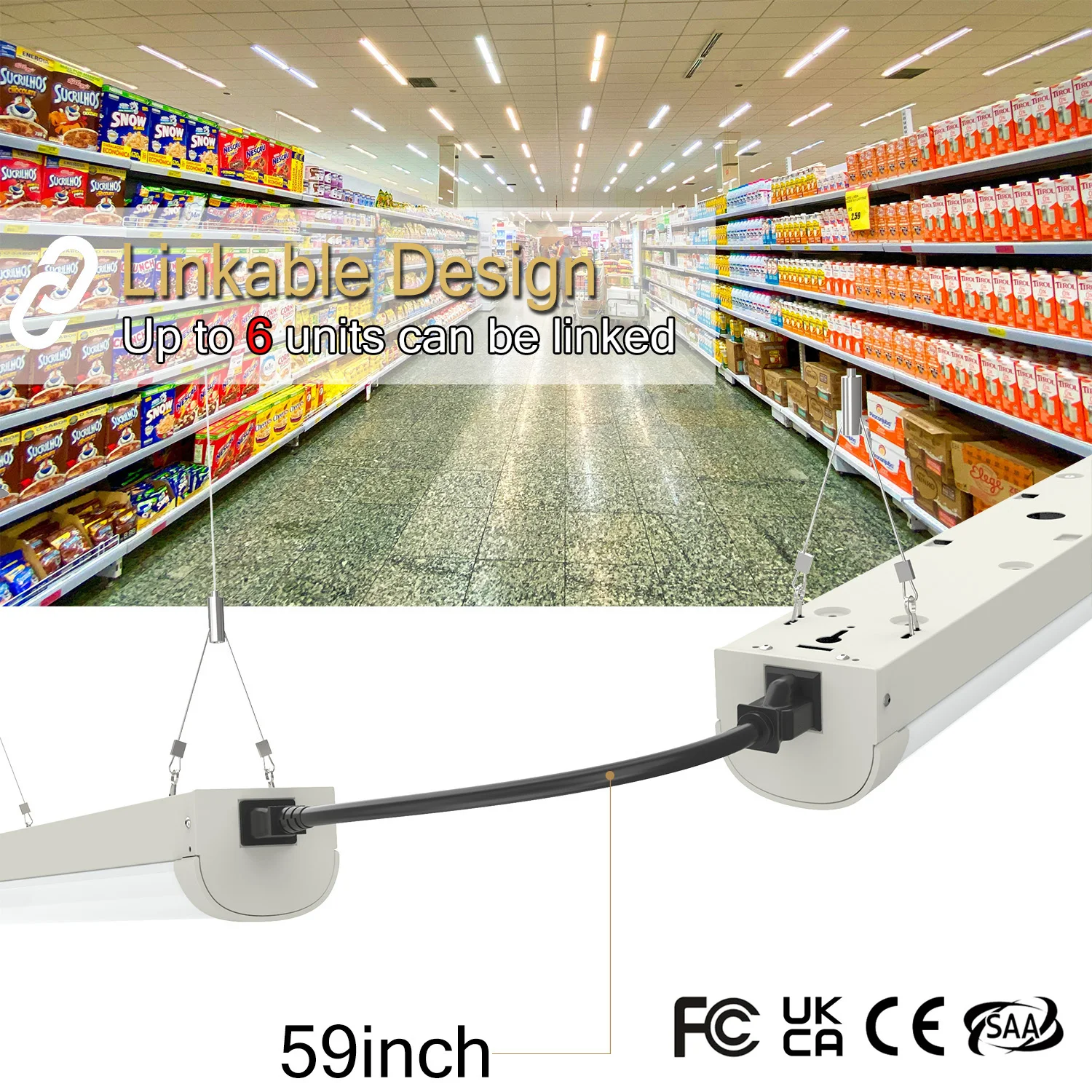 4 أقدام قابلة للربط 80 واط LED متجر ضوء 8800lm 3000 كيلو/4000 كيلو/5000 كيلو SCR عكس الضوء شريط خطي إضاءة العمل مع المكونات وسلك الطاقة FCC #1