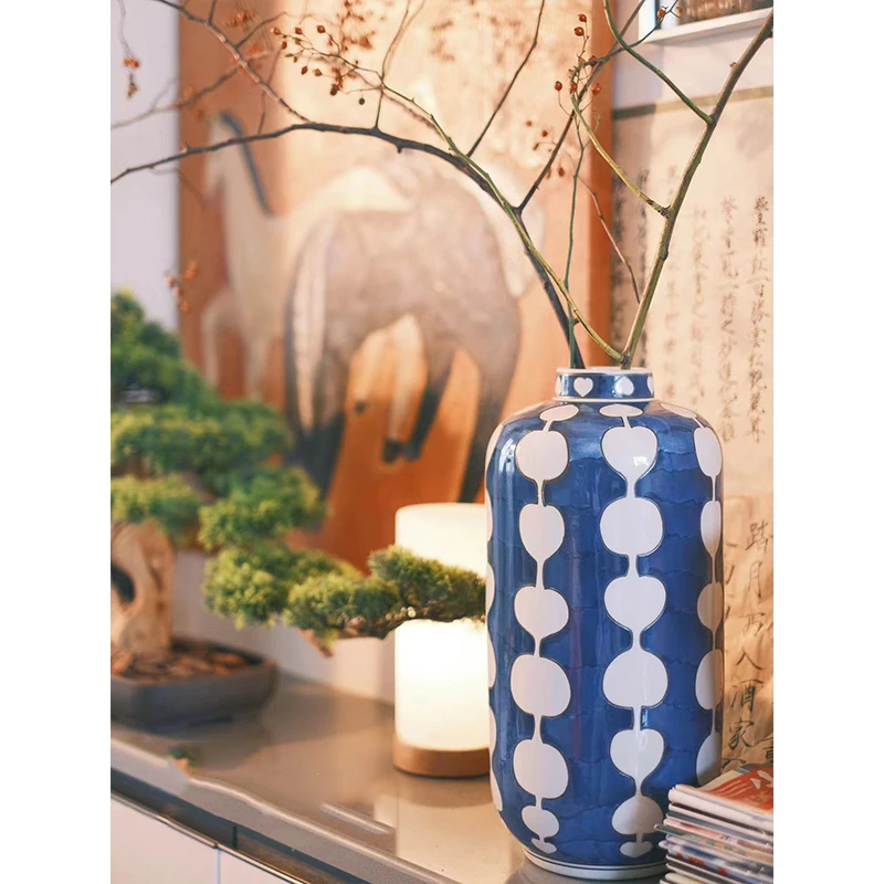 Home Rich Fruits of Abundance Blue and White Porcelain Blue and White Porcelain Vase Living Room Decoration Home Accessories