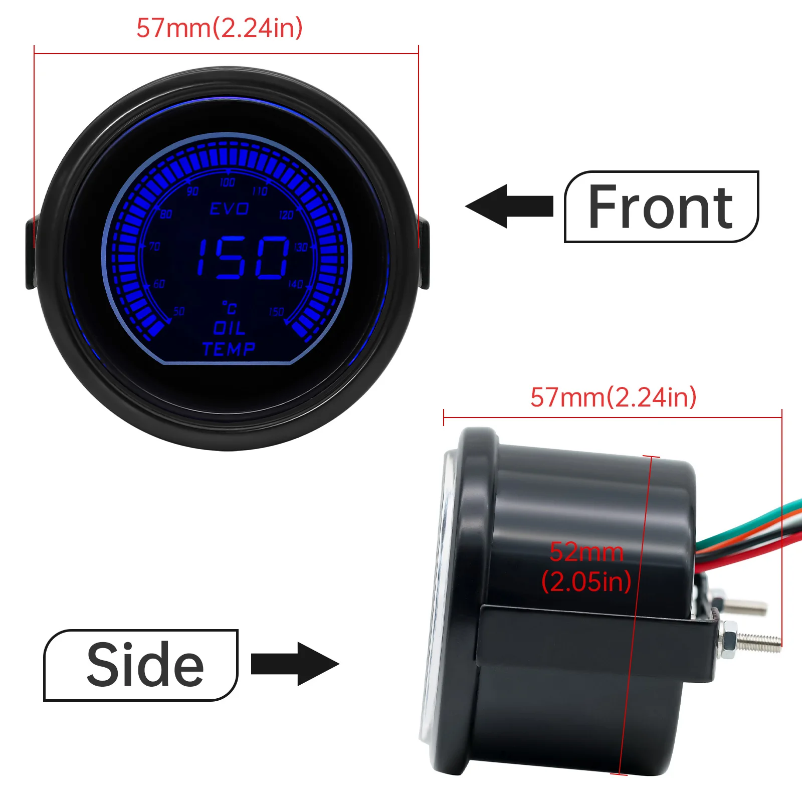 Universal Oil Temprature Gauge With 1/8 NPT Temperature Sensor 50-150Celsius Car Tempe Meter Holder Cup For Car Racing 12V