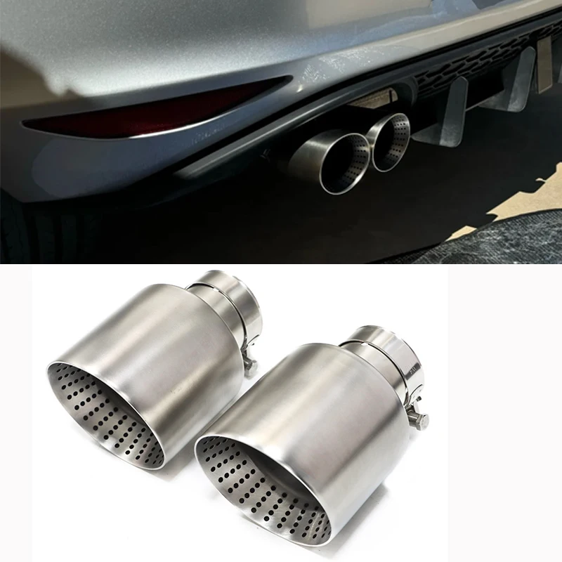 1 Pcs Matte Stainless Steel Car Exhaust Tip System Universal Exhaust Pipe For Golf 7 Golf R GTI 54mm 60mm 63mm Muffler Tip