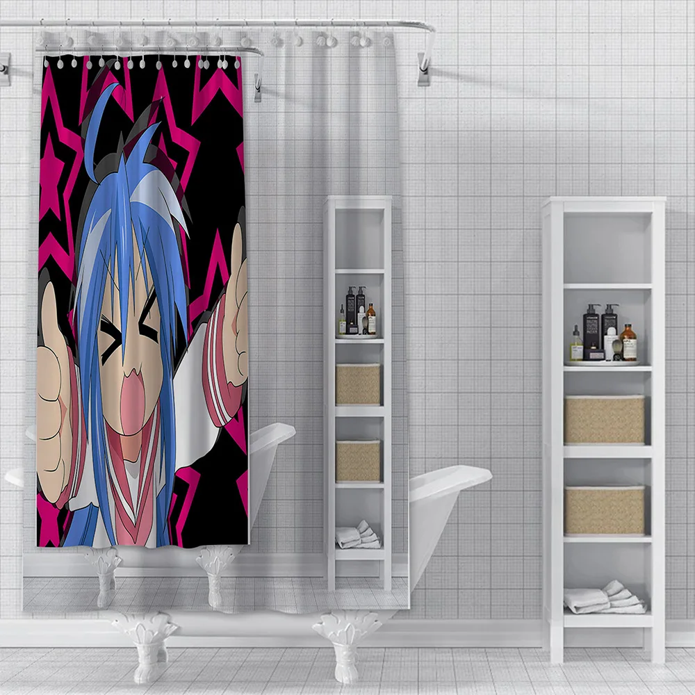 ラッキースター-カラーポリエステルファブリックシャワーカーテン、フック付き、防水、バス、バスルーム、家の装飾、塗料