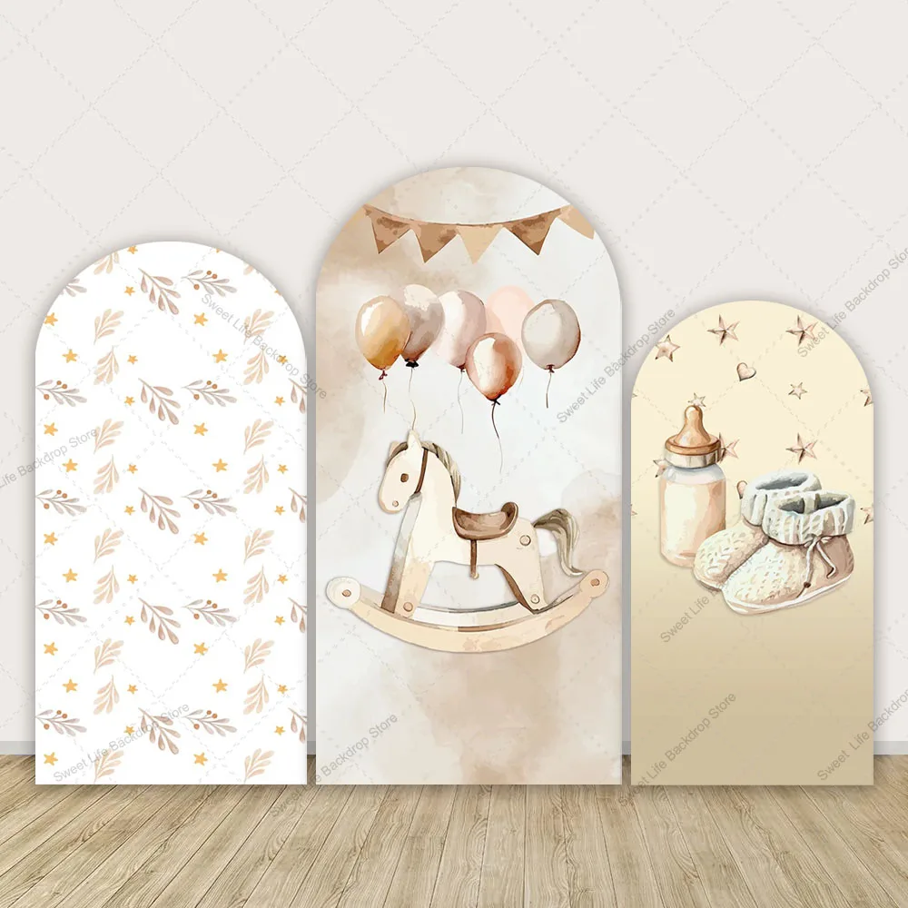 

Rocking Horse Balloon Arch Backdrop Cover Winter Bohemian Kid 1st Birthday Baby Shower Party Decor Arch Background
