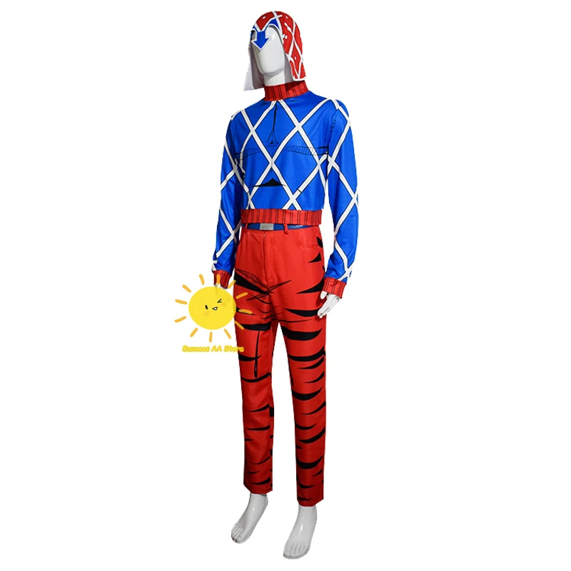 Disfraz de JoJo's Bizarre Adventure para hombres adultos, traje de Anime Guido Mista, sombrero de fiesta de carnaval, viento dorado