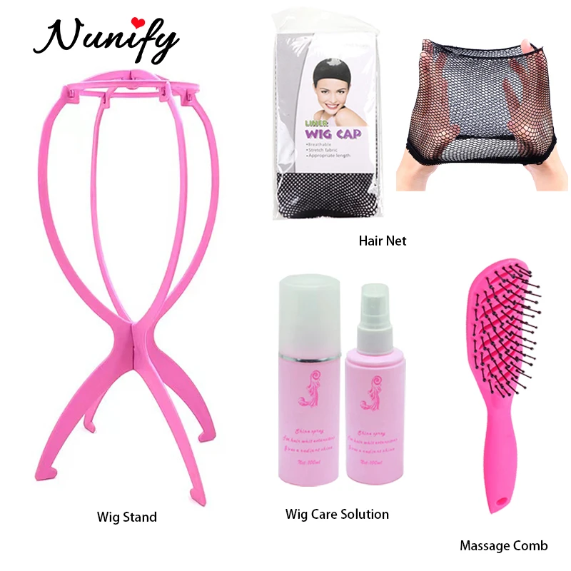 

100Ml Hair Care Spray Black Hair Net For Wig Install Plastic Wig Stand White Massage Hair Brush Styling Tools Hair Beauty Kit