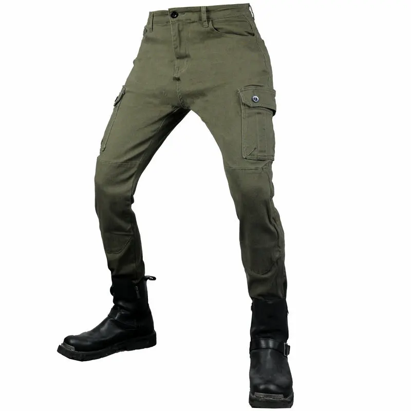 Men All Season Motorcycle Riding Jeans, CE Protective Kevlar Anti-Fall Pants, Multi Pocket Durable Motorbike Casual Workwear