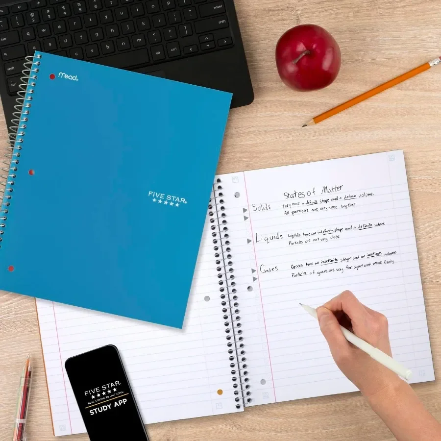 Tidewater Blue 3 Subject، ورق مسطر واسع، 8 بوصة × 10-1/2 بوصة، 150 ورقة، تنزف الحبر المطلق، غطاء مقاوم للماء