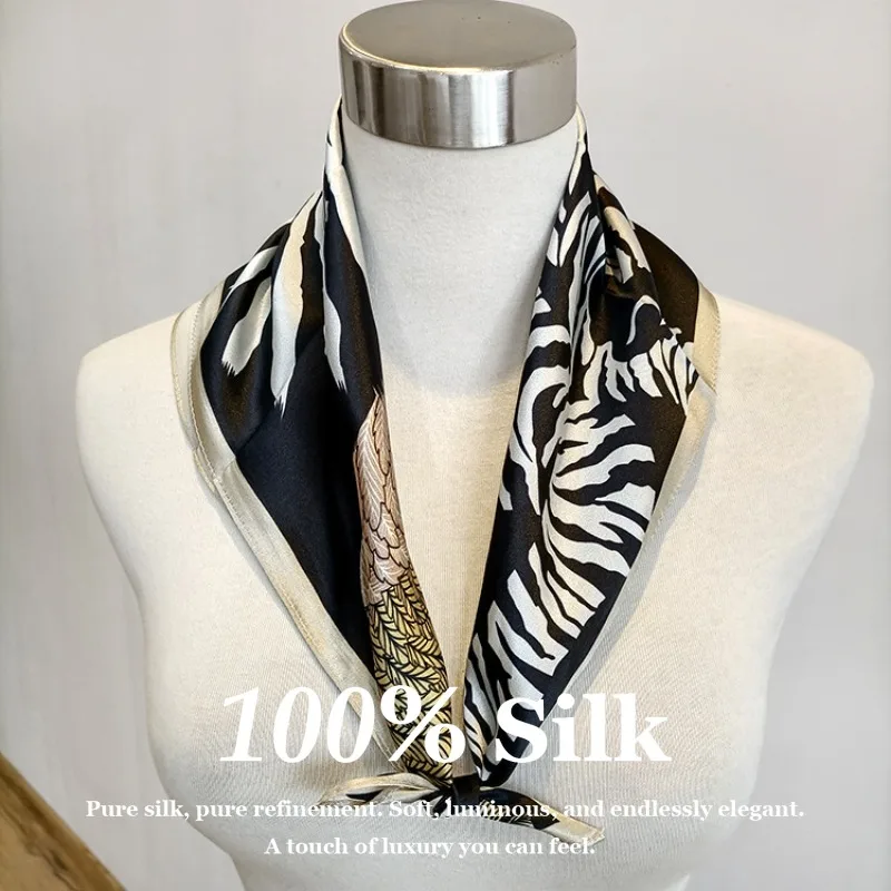 

Шарф из 100% натурального шелка, 53 см, маленький квадратный платок для женщин, для волос, на шею, бандана, носовой платок, женский фулярд, пончо, бандана