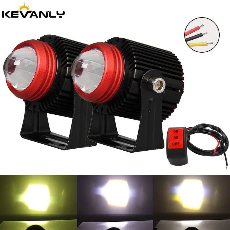 12V-80V Car Motorcycle Universal LED Laser Spotlight With Switch Fog Light Lens Motorbike lIight Projectors LED Auxiliary Light