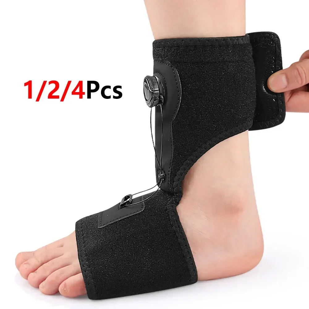 1/2/4Pcs Foot Support Brace, Adjustable Night Splint Rotating Knob Strip Hook Loop Open Toe for Sleep Men Women