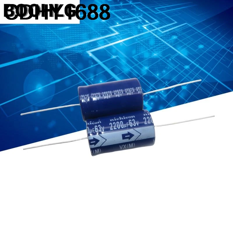 

5 шт. оригинальный импортный горизонтальный осевой поляризованный алюминиевый электролитический конденсатор 63 В 2200 мкФ 22X40 мм