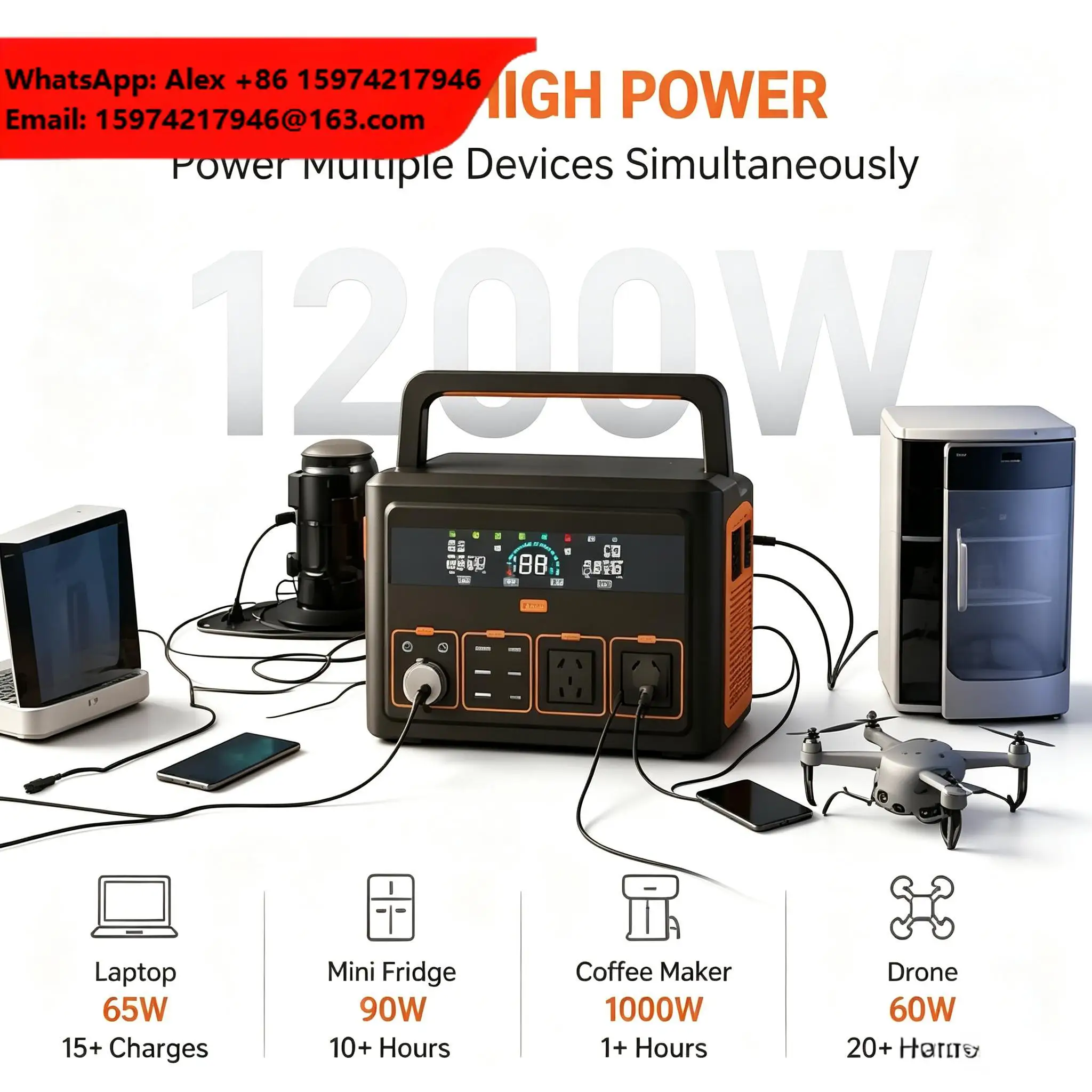 Lezet Lithium Ion Portable Power Station Solar Generator 1200W/1150WH High Capacity For Home & Camping Use With Car Solar Panel