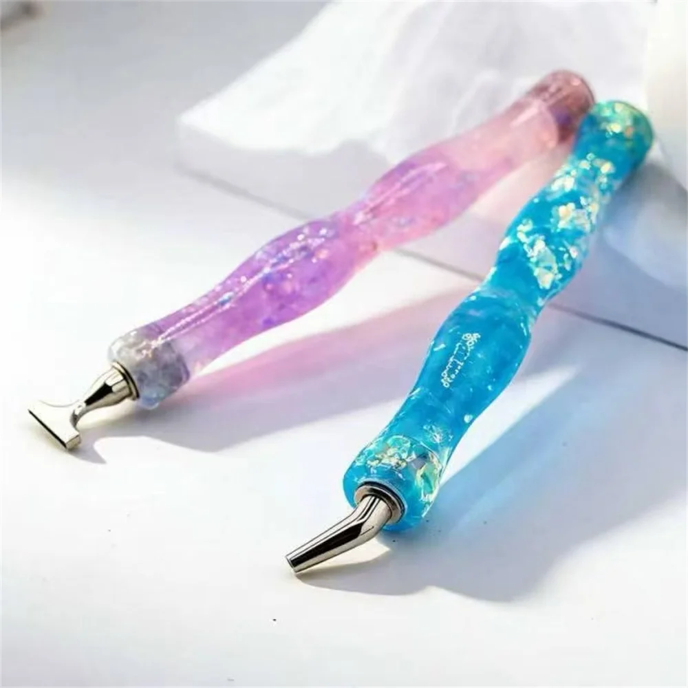 Imagen 5: Nuevo Lápiz Ondulado de Resina para Pintura de Diamantes, Lápiz de Perforación con Punta Brillante Roscada, Herramientas Ergonómicas para Bordado de Diamantes, Accesorios SIN CULATA