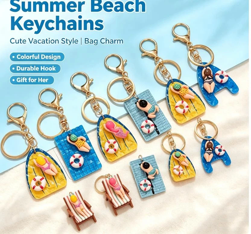 Swimming Keychain Pool Keychain Car Key Ring Pendant Blue Yellow Hanging Ornament Teenage Accessories Gift Decor Fashion