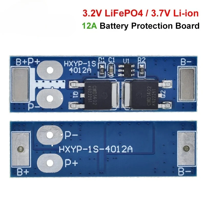 1S 12A 3.7V Li-ion / 3.2V Lifepo4 18650 Battery Charging Protection Board Short Circuit Protection BMS PCM