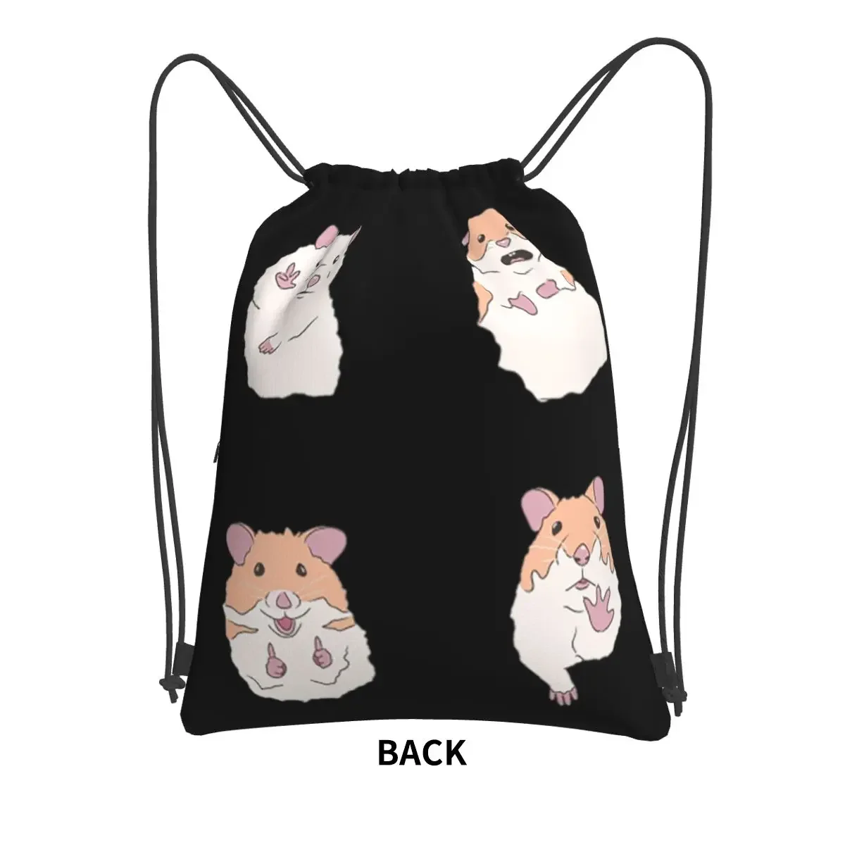 Hamster Meme Portable Backpacks Drawstring Bag Casual Drawstring Bundle Pocket Sundries Bags For Travel Sport Man Woman