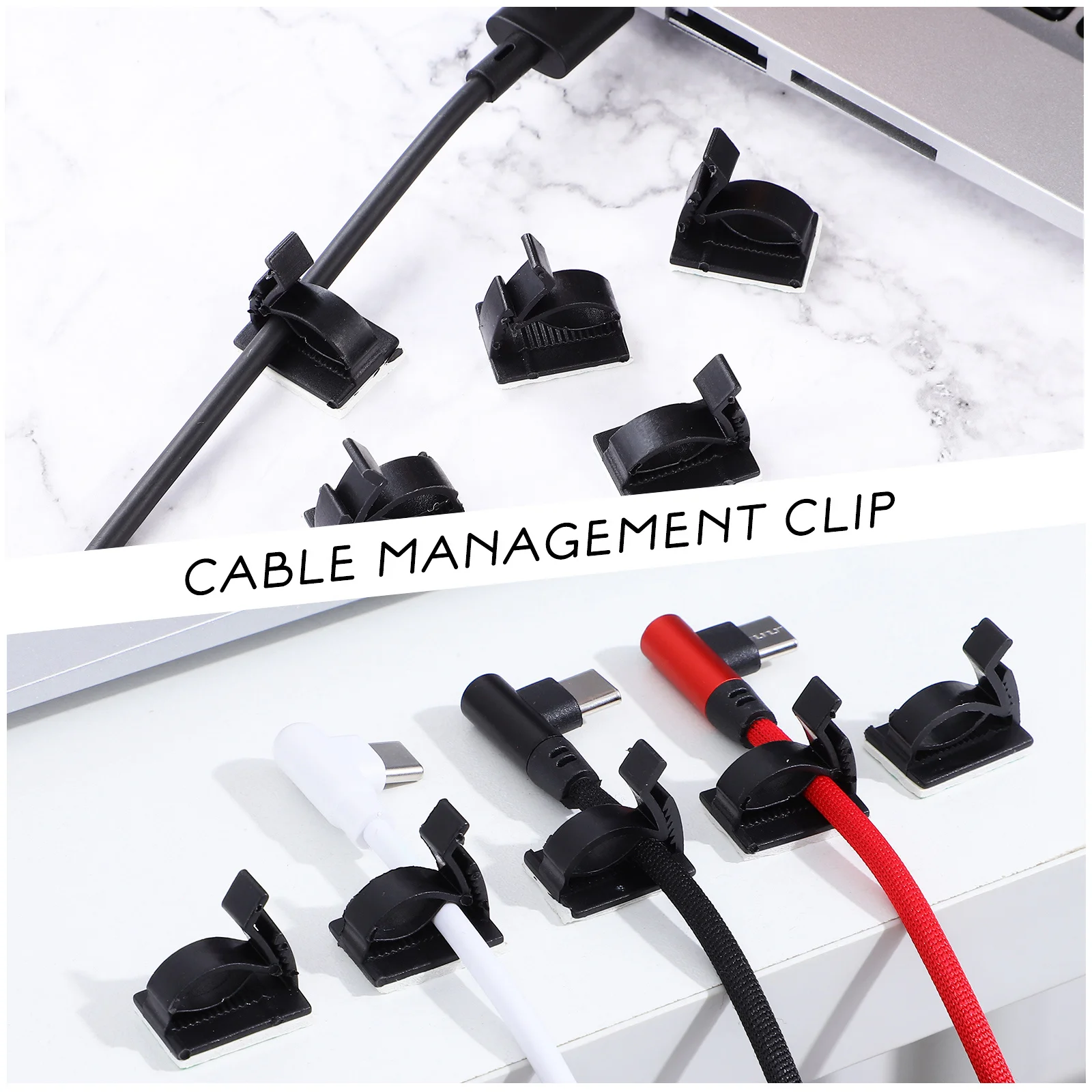 

10Pcs Cord Keepers for Cables Adhesive Cable Management Clips Desktop Cord Organizer Storage for USB Headphone
