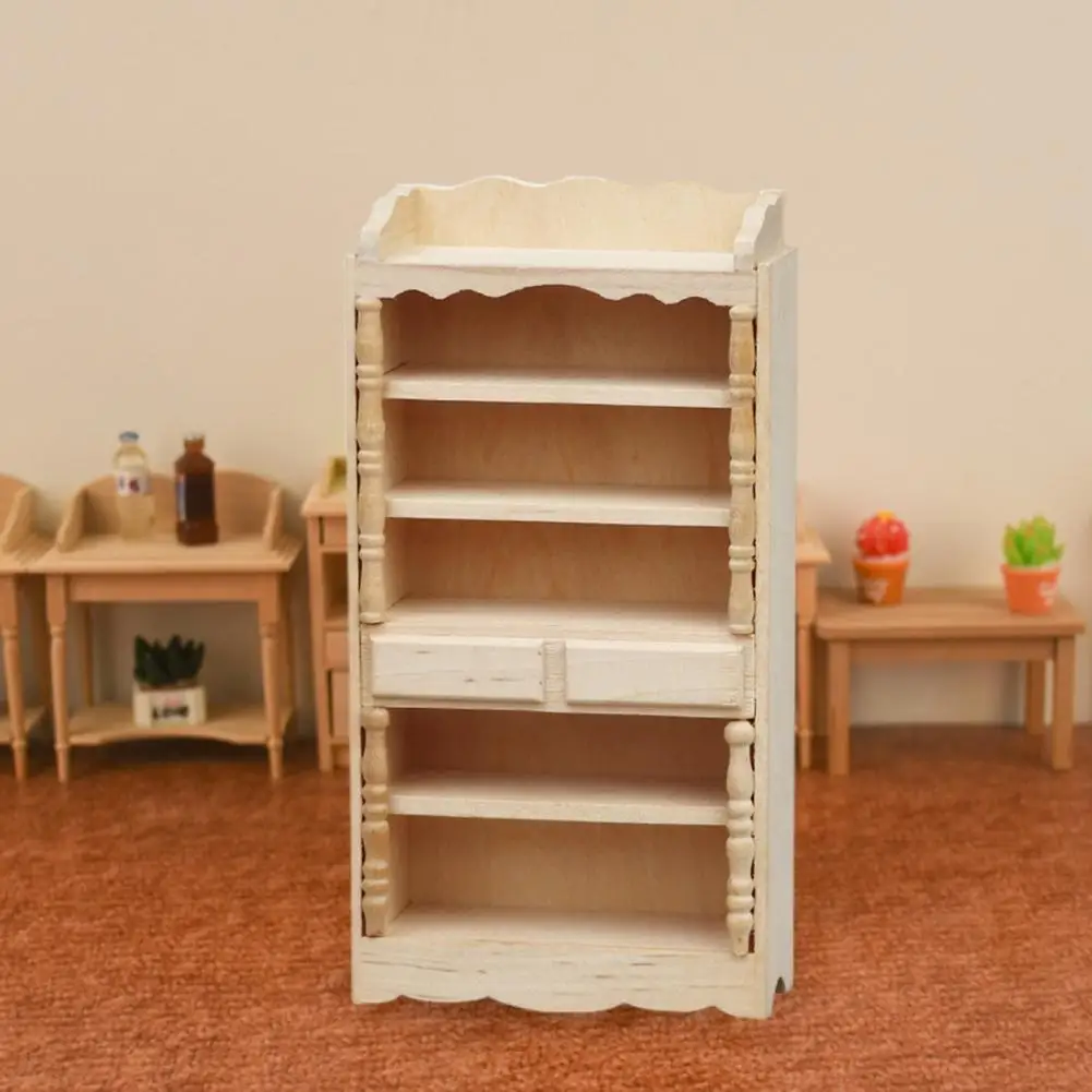 Dollhouse Storage Cabinet Charming 1 12 Scale Dollhouse Miniature Wooden Cabinets Exquisite Multi-layer Bookshelf for Dollhouse