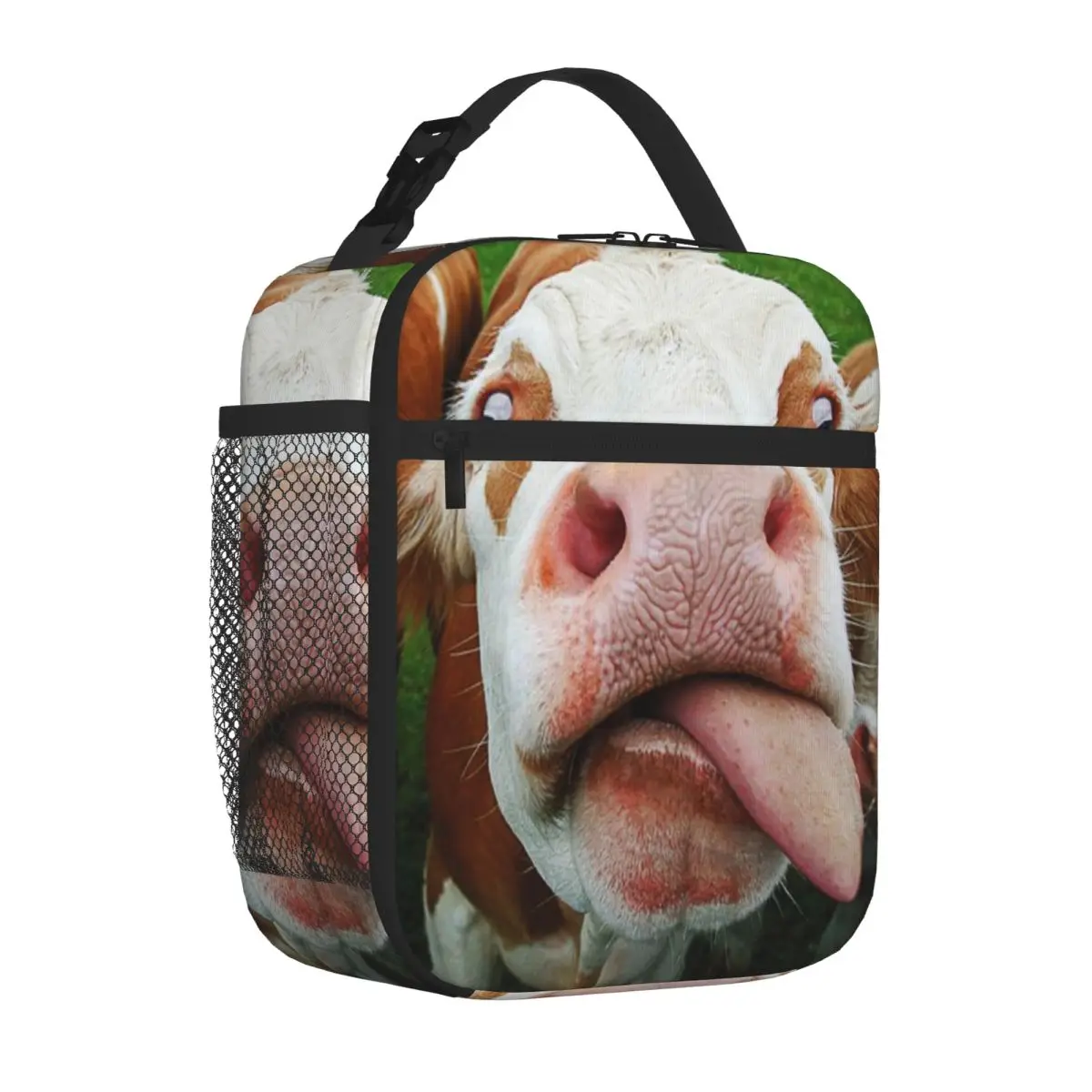 Bestselling Cow Lover Funny Face Milk Pet Cute Animals Gifts With Tongue Licking Office Style Kids Lunch Bag Bus Trip Snack Bag